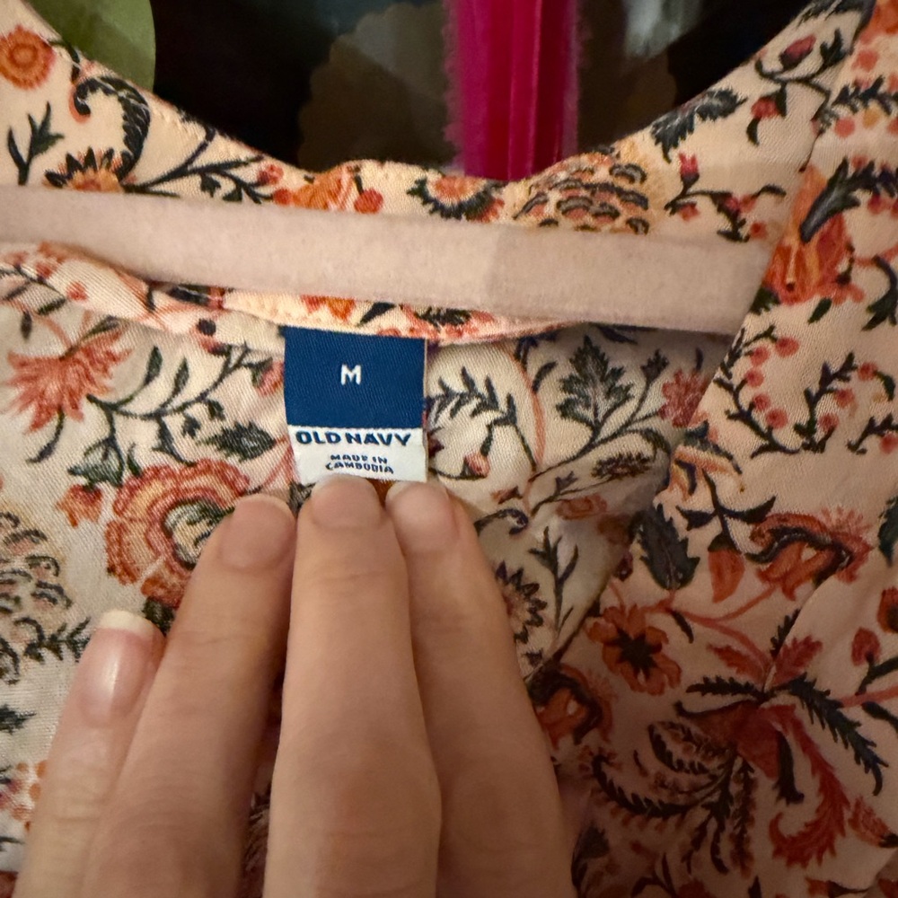 Old Navy Floral Blouse - Orange and Cream - Picture 2 of 4